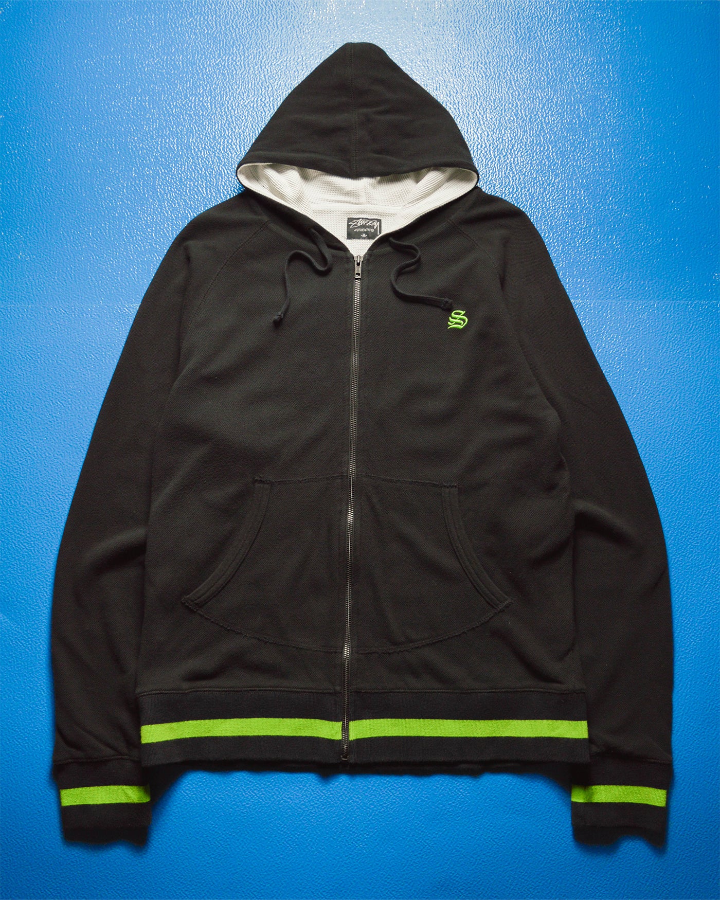 Black Green Waffle Thermal Hoody (~M~)
