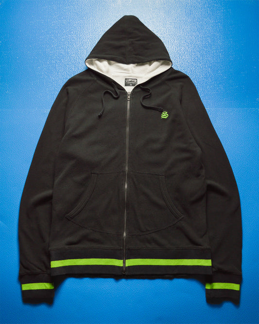 Black Green Waffle Thermal Hoody (~M~)