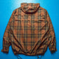 Brown Yellow Red Plaid Nylon Windbreaker Jacket (~L~)