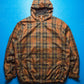 Brown Yellow Red Plaid Nylon Windbreaker Jacket (~L~)