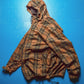 Brown Yellow Red Plaid Nylon Windbreaker Jacket (~L~)