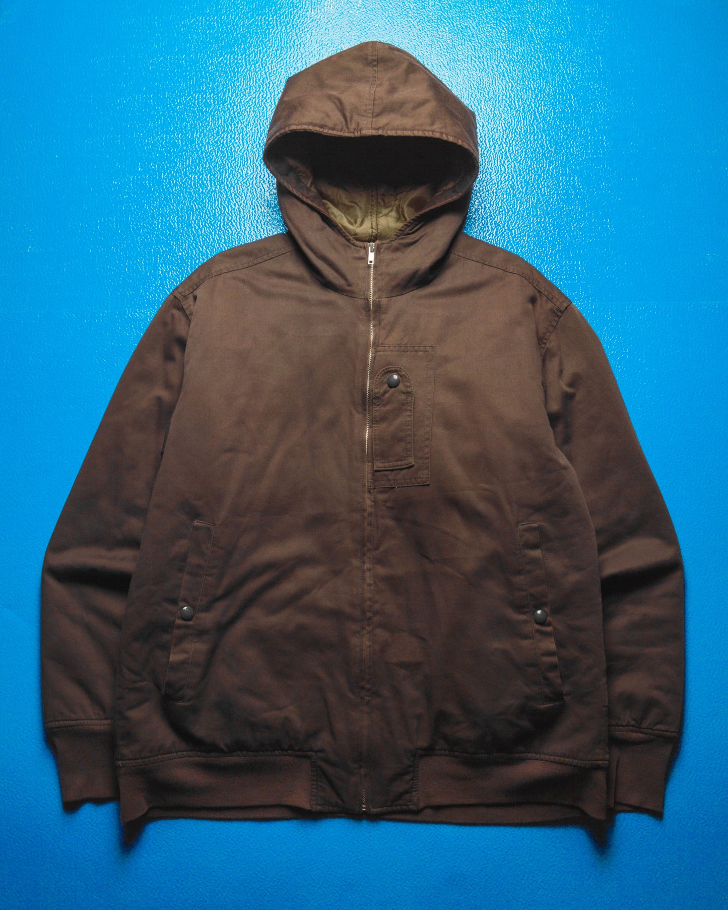 Early 2000s Deep Brown Canvas Onion Quilted Work Hooded Jacket (M)