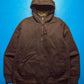 Early 2000s Deep Brown Canvas Onion Quilted Work Hooded Jacket (M)