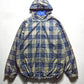 Early 2000s Plaid Mesh Lined Grey Blue Orange Windbreaker Jacket (L)