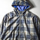 Early 2000s Plaid Mesh Lined Grey Blue Orange Windbreaker Jacket (L)