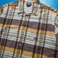 Brown / Pale Orange Check Emroidered Logo Short Sleeve Shirt (M)