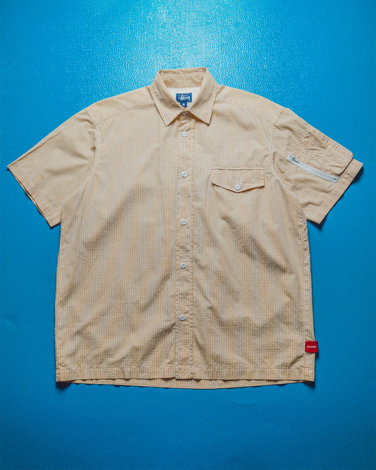 Orange Gingham MA-1 Pocket Cargo Short Sleeve Shirt (~M~)