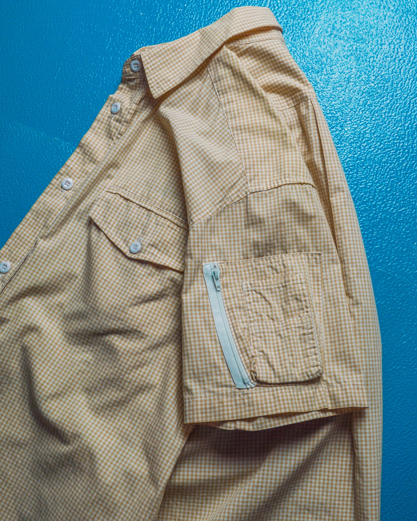 Orange Gingham MA-1 Pocket Cargo Short Sleeve Shirt (~M~)