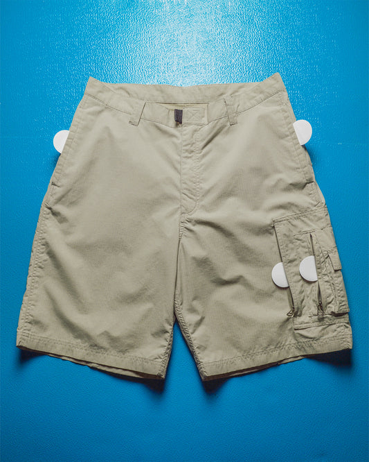 Surplus Beige Asymmetrical Multi-Pocket Ripstop Cargo Shorts ( 33 )
