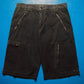 Washed Black Asymmetrical Flight Cargo Pocket Shorts (32)