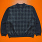 Navy Plaid Body Wool Knit Polo (~M~)