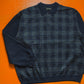 Navy Plaid Body Wool Knit Polo (~M~)