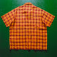 Textured Orange Red Check Linen Shirt  (~XL~)
