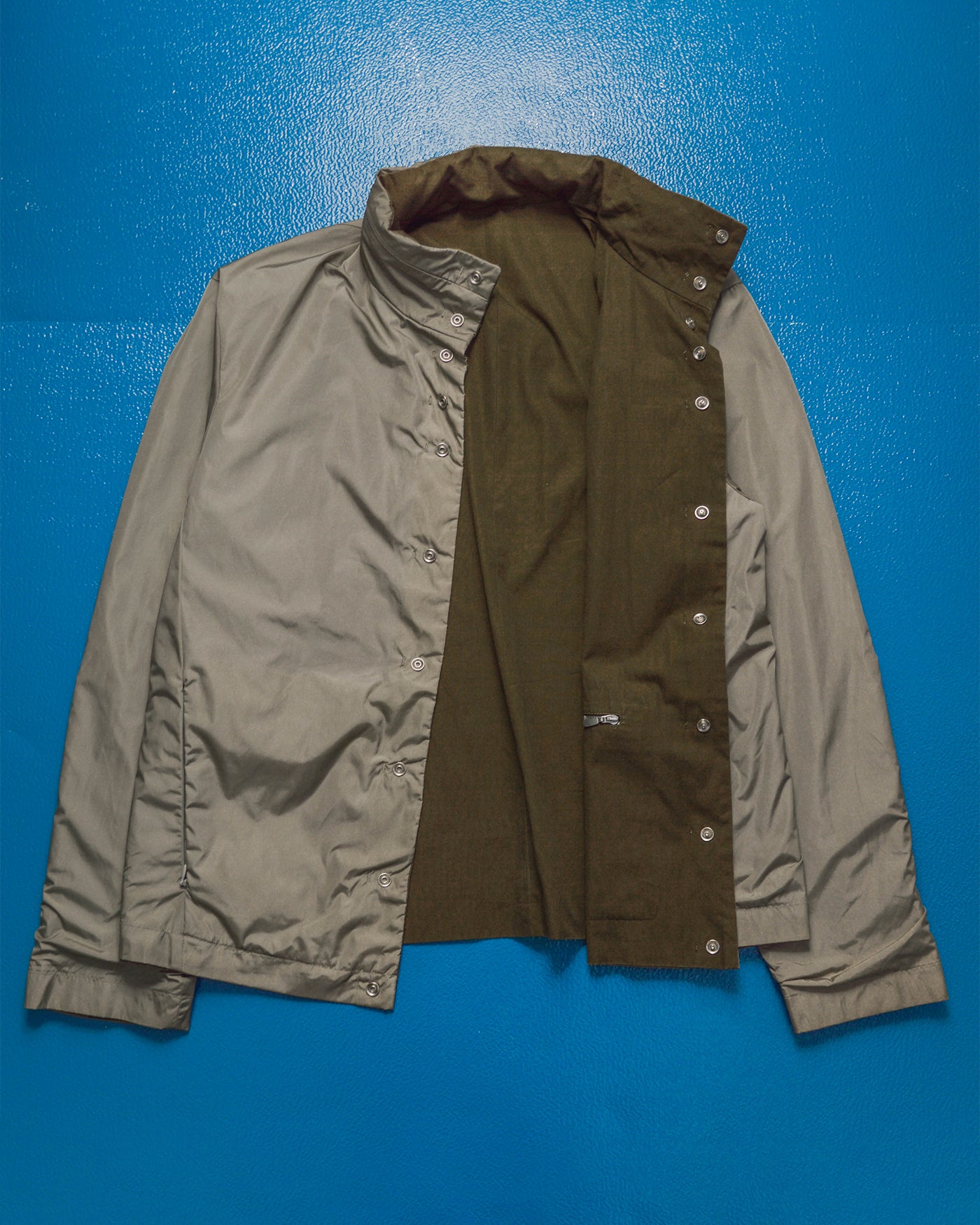 Reversible Minimal Snap Front Olive / Stone Jacket (~M~)