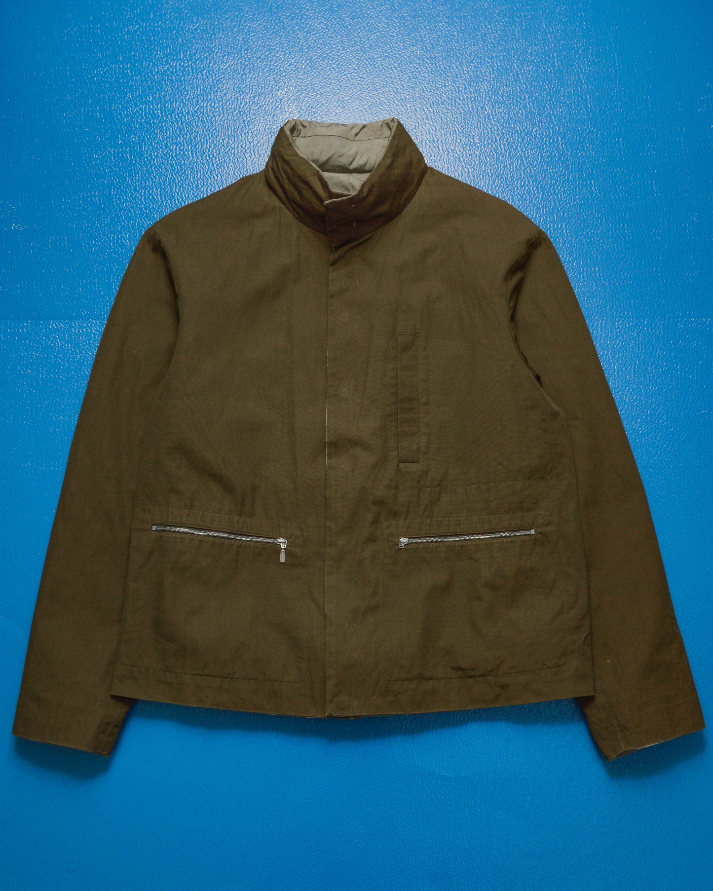 Reversible Minimal Snap Front Olive / Stone Jacket (~M~)