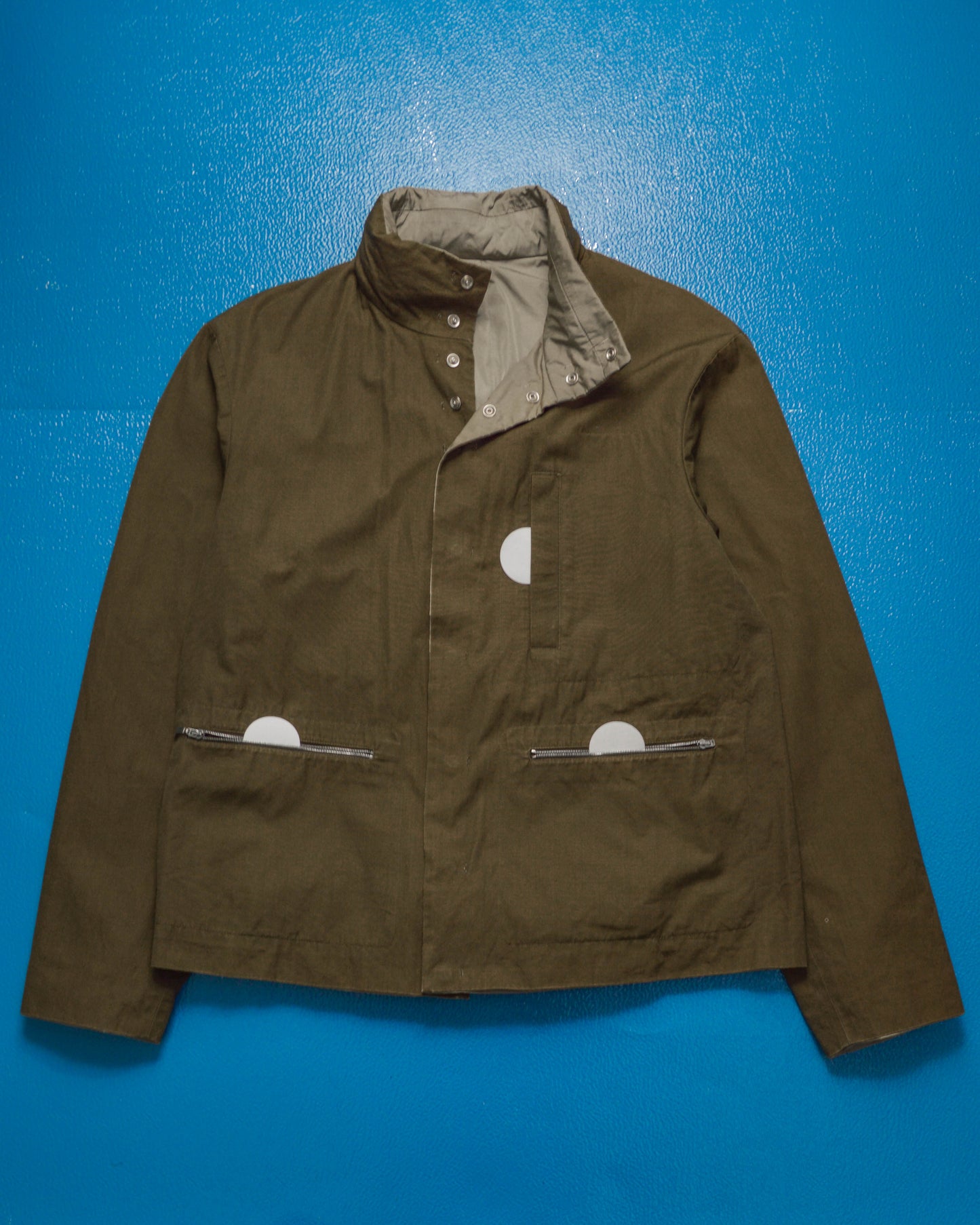 Reversible Minimal Snap Front Olive / Stone Jacket (~M~)