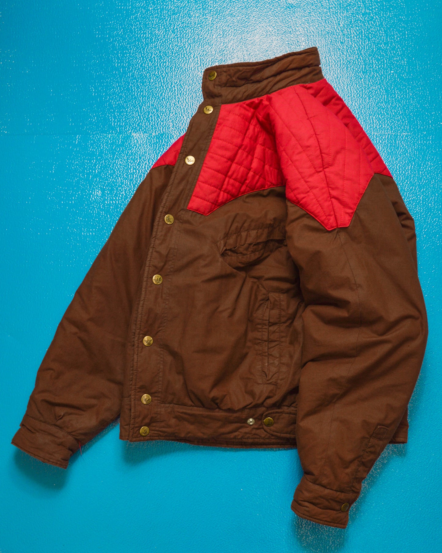 80s Contrast Yoke Brown  Red Padded Jacket (~M~)