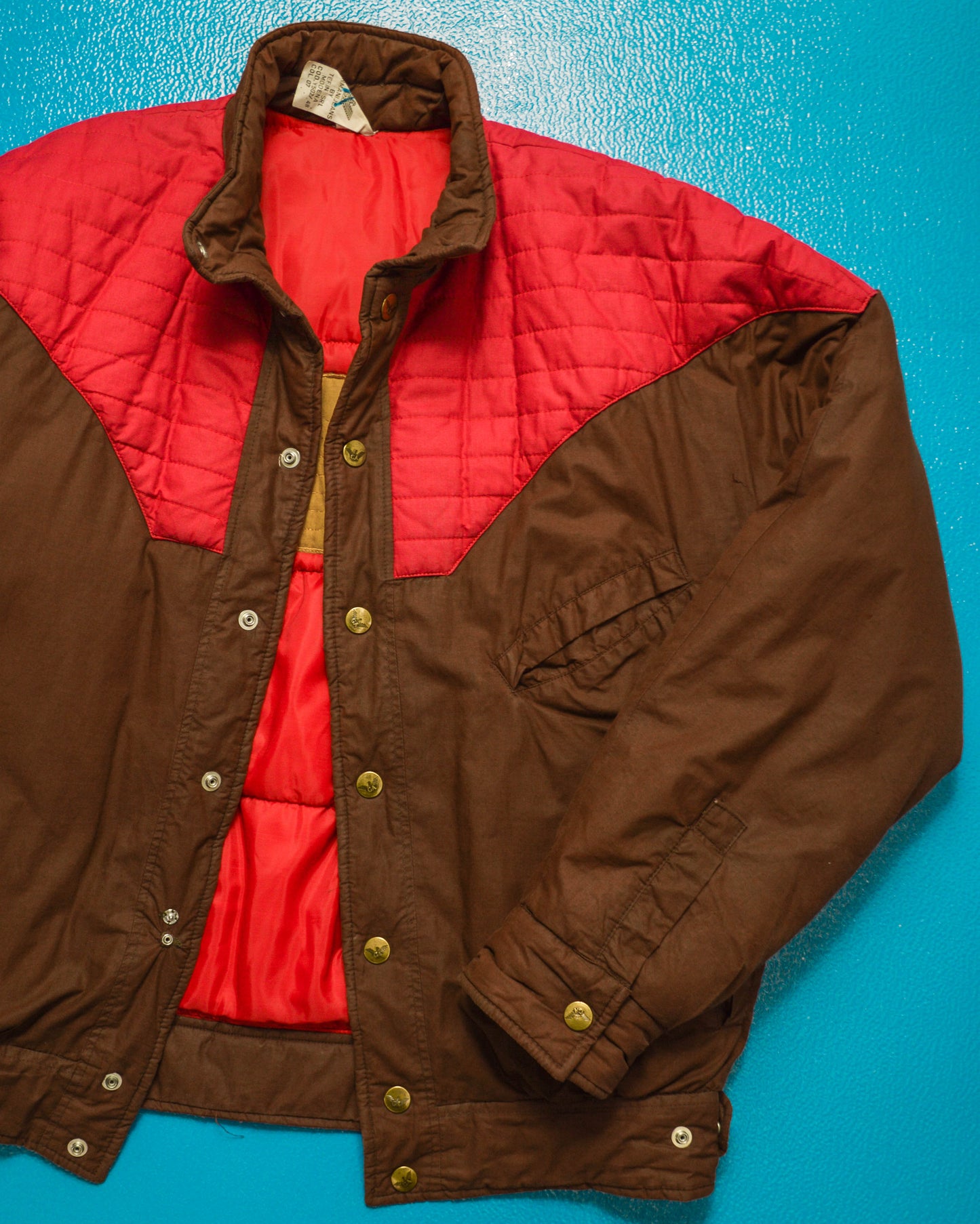 80s Contrast Yoke Brown  Red Padded Jacket (~M~)