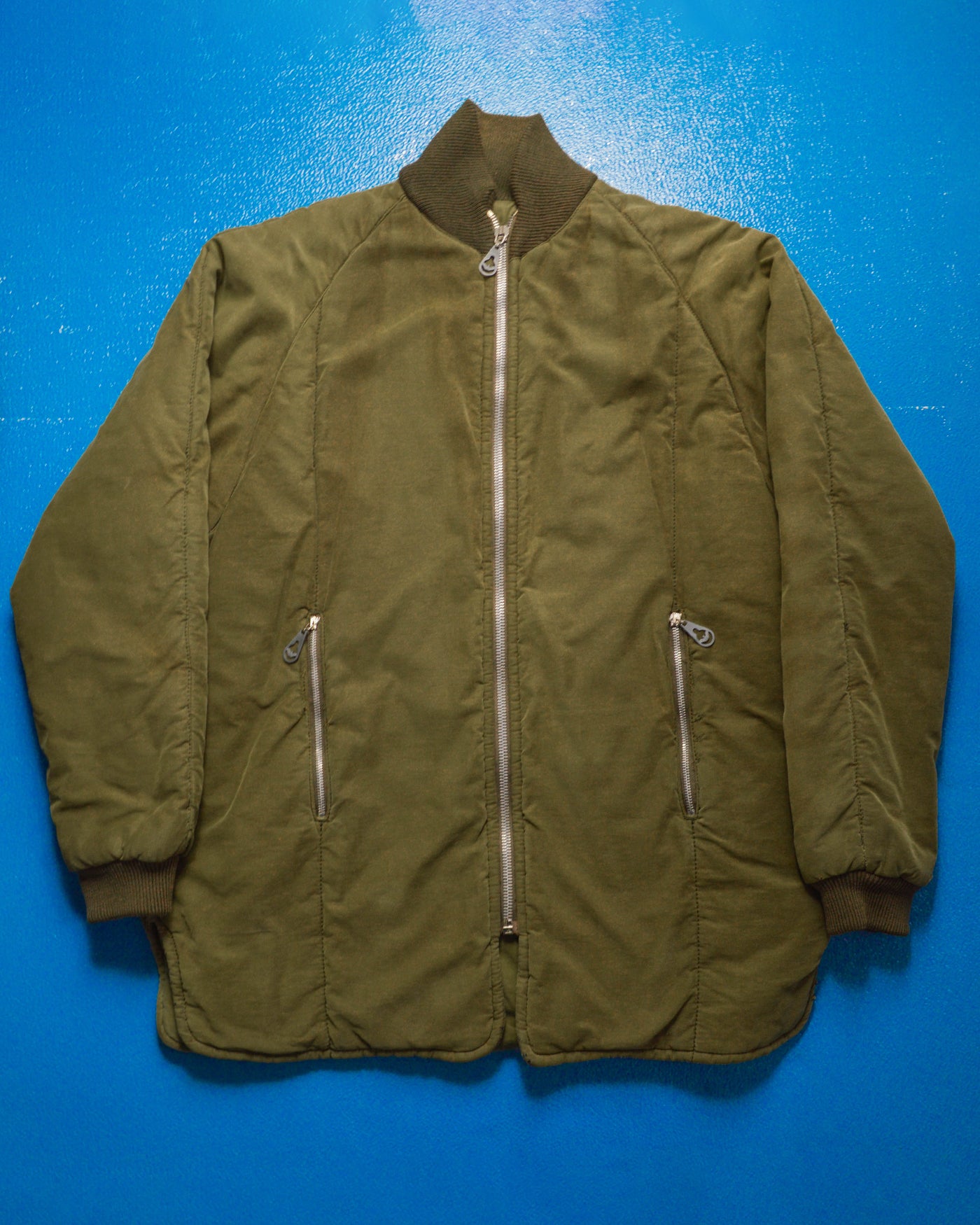 90s Olive Green Oversized Military Style Padded Bomber Jacket (~L~)