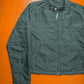 Contrast Stitch Muted Green Grey Nylon Moto Jacket (~M~)