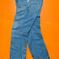 Early 2000s Relaxed Asymmetrical Pink Tinted Blue Denim Cargo Pants (36)