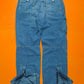 Early 2000s Relaxed Asymmetrical Pink Tinted Blue Denim Cargo Pants (36)