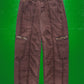 Panelled Faux Patina Washed Maroon Cargo Pants (34~36)