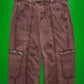 Panelled Faux Patina Washed Maroon Cargo Pants (34~36)