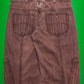 Panelled Faux Patina Washed Maroon Cargo Pants (34~36)
