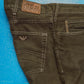 Textured Woven Muted Green Contrast Stitch Pants (40)