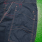 Asymmetrical Navy Contrast Stitch Patch Pocket Pants (34)