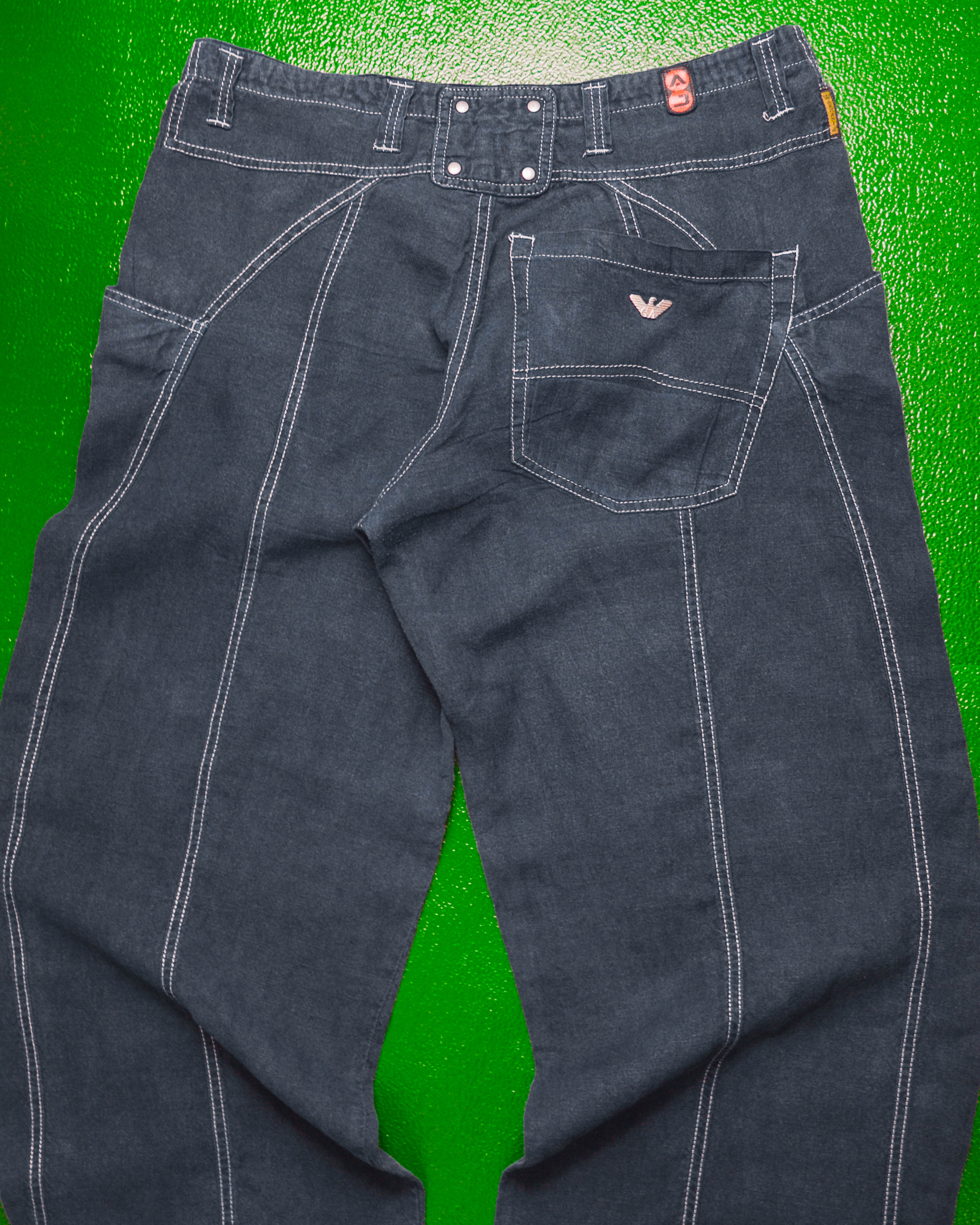 Armani Jeans Vintage Navy Lightweight Hemp Panelled Pants Armani Jeans Vintage Navy Lightweight Hemp Panelled Pants