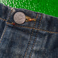 Relaxed Asymmetrical Dark Wash Blue Denim Cargo Pants (33)
