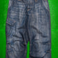 Relaxed Asymmetrical Dark Wash Blue Denim Cargo Pants (33)