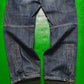 Relaxed Asymmetrical Dark Wash Blue Denim Cargo Pants (33)