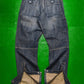 Relaxed Asymmetrical Dark Wash Blue Denim Cargo Pants (33)