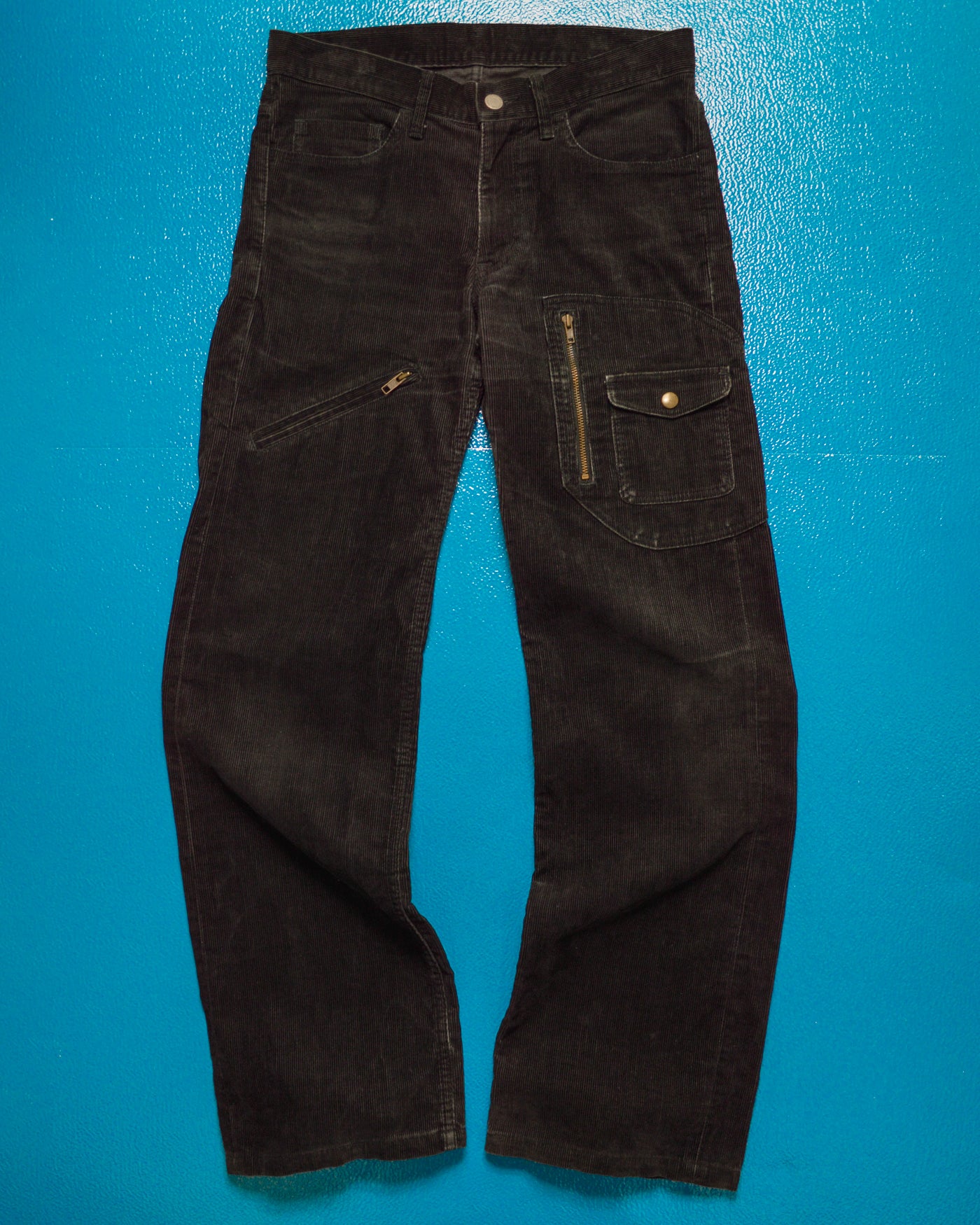 2005 Black Corduroy Asymmetrical Patch Pocket Cargo Pants (30~31)