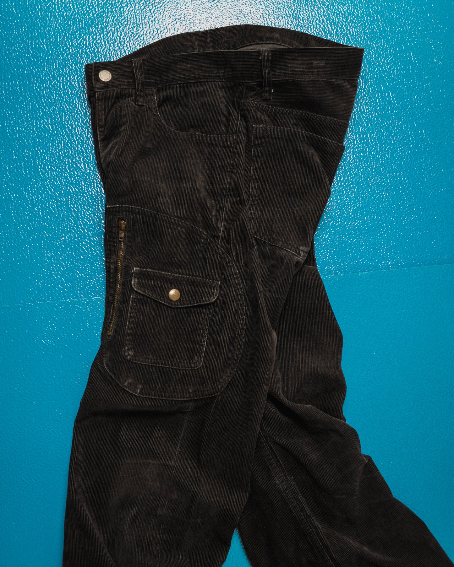2005 Black Corduroy Asymmetrical Patch Pocket Cargo Pants (30~31)