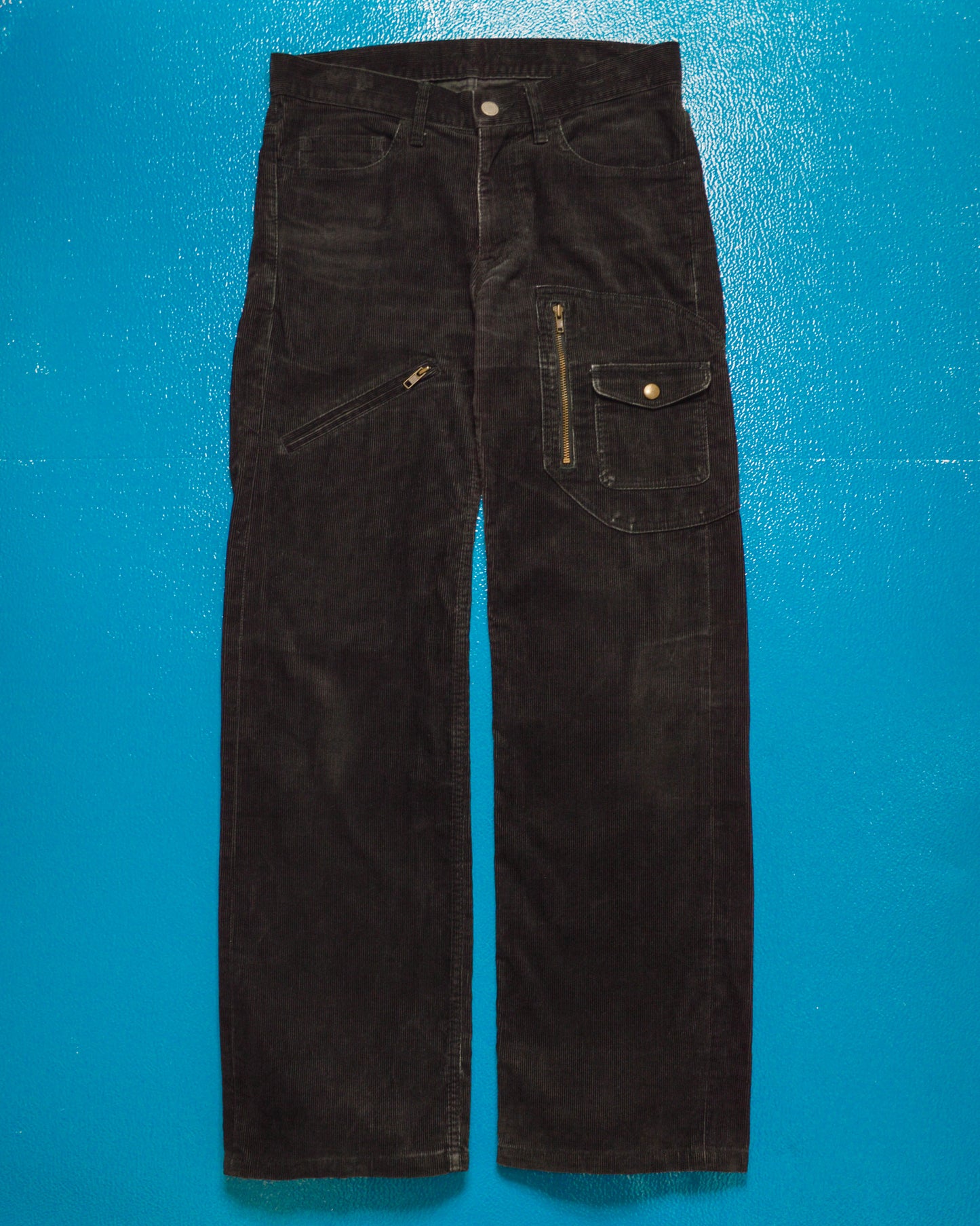 2005 Black Corduroy Asymmetrical Patch Pocket Cargo Pants (30~31)