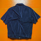 90s Navy Velour Zip Up Shirt (~M~)