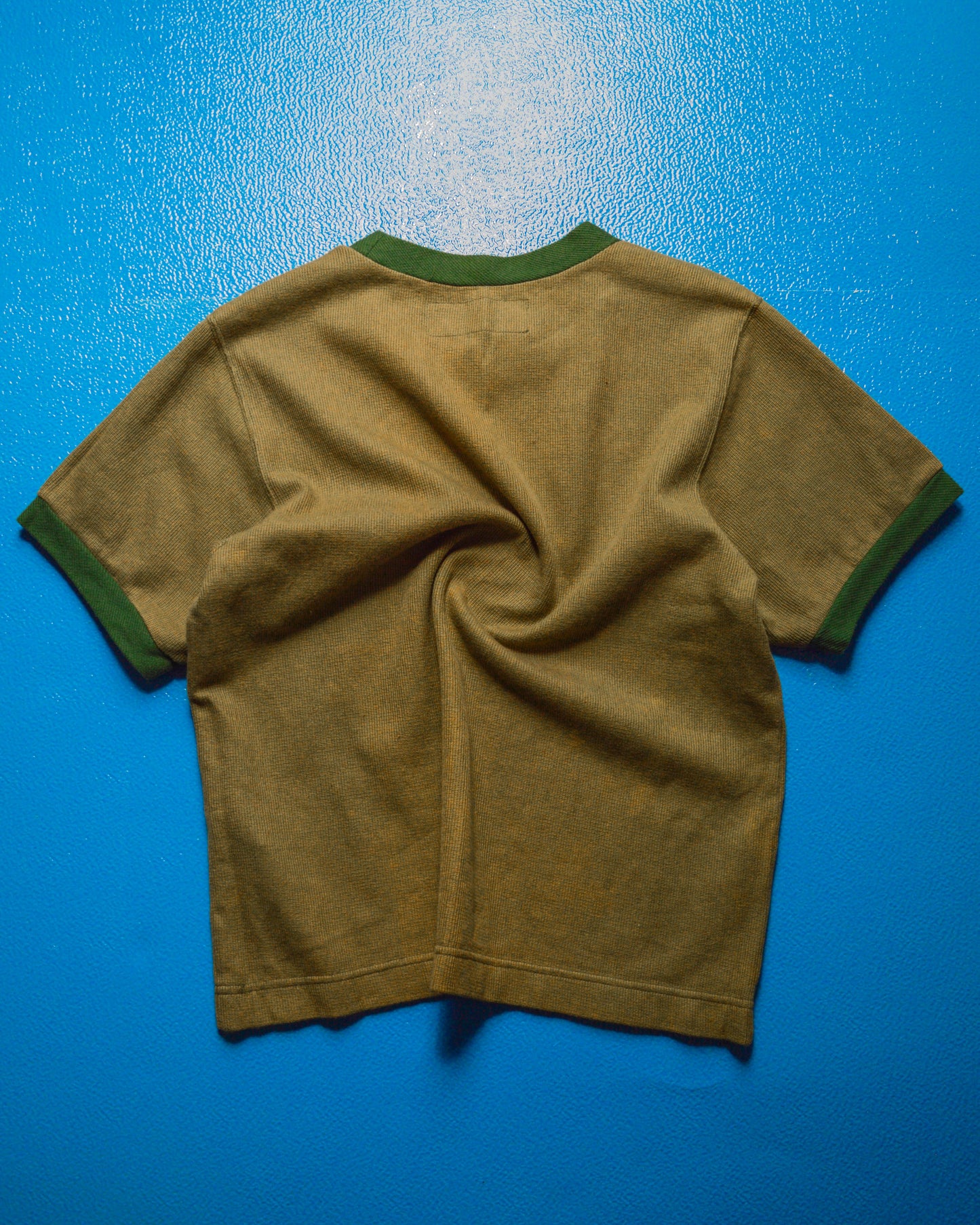 1998 Waffle Knit Ringer Brown Green T shirt (~S~)