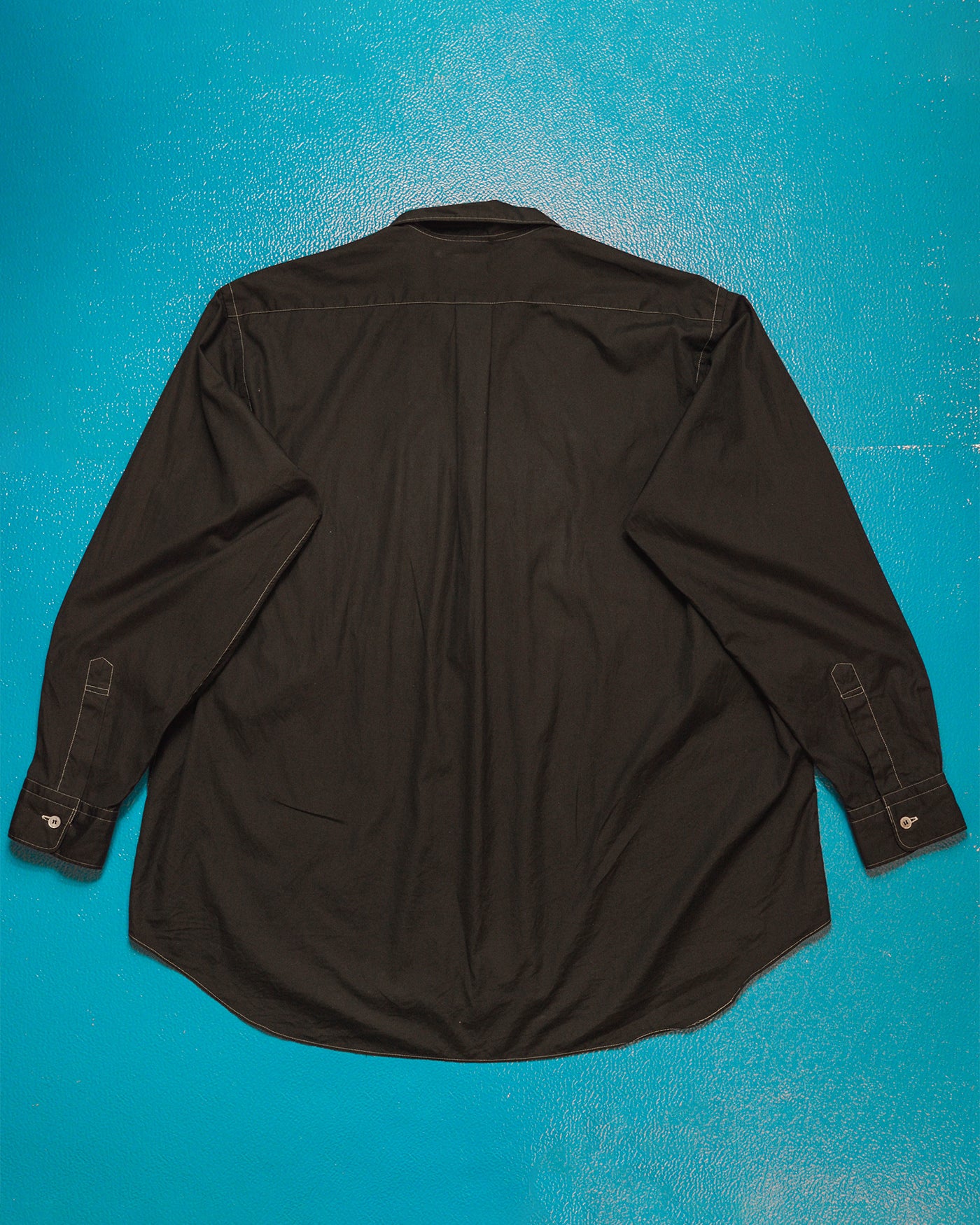1990 Black Metal Ring Closure Contrast Stitch Shirt (~L~)