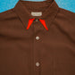 1991 Brown  Red Cut-out Collar Shirt (L~XL)