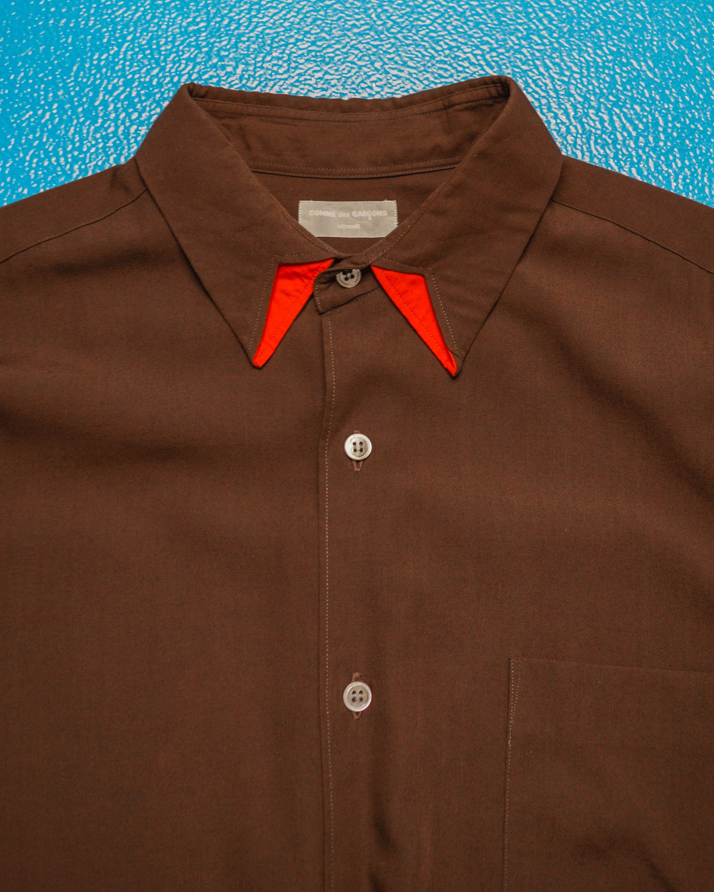 1991 Brown  Red Cut-out Collar Shirt (L~XL)