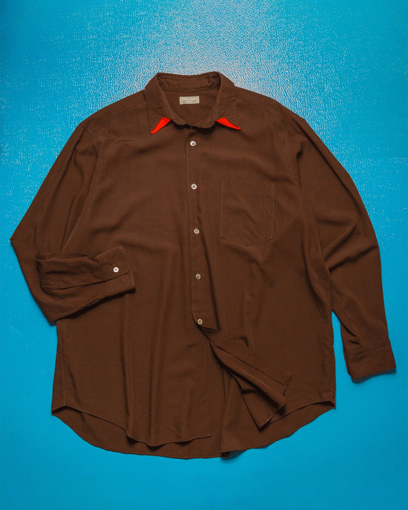 1991 Brown  Red Cut-out Collar Shirt (L~XL)