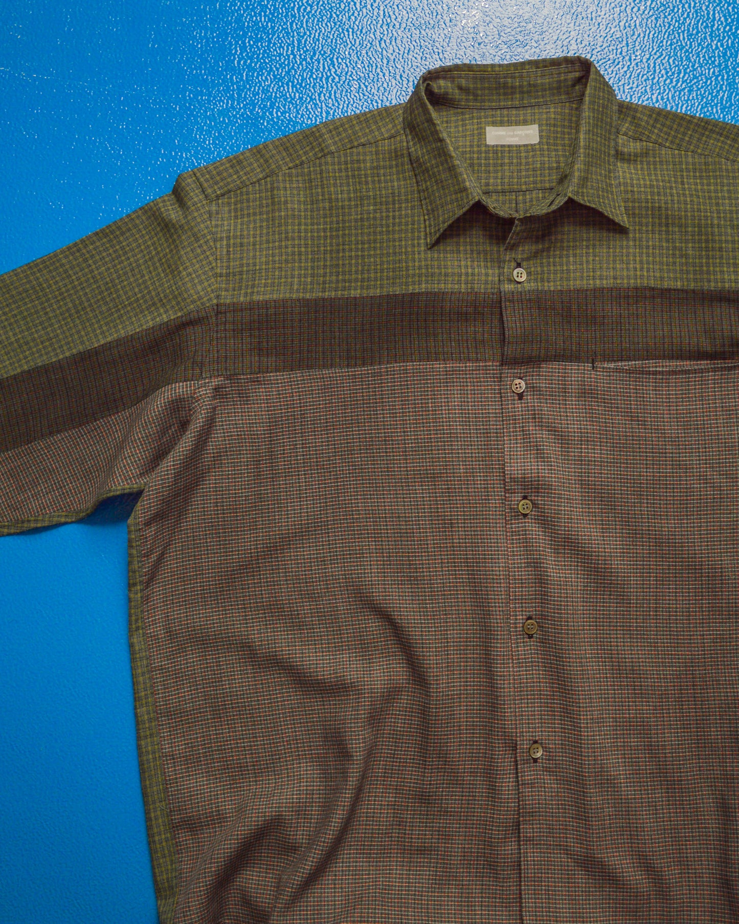 90s Mixed Plaid Panelled Shirt (L~XL)