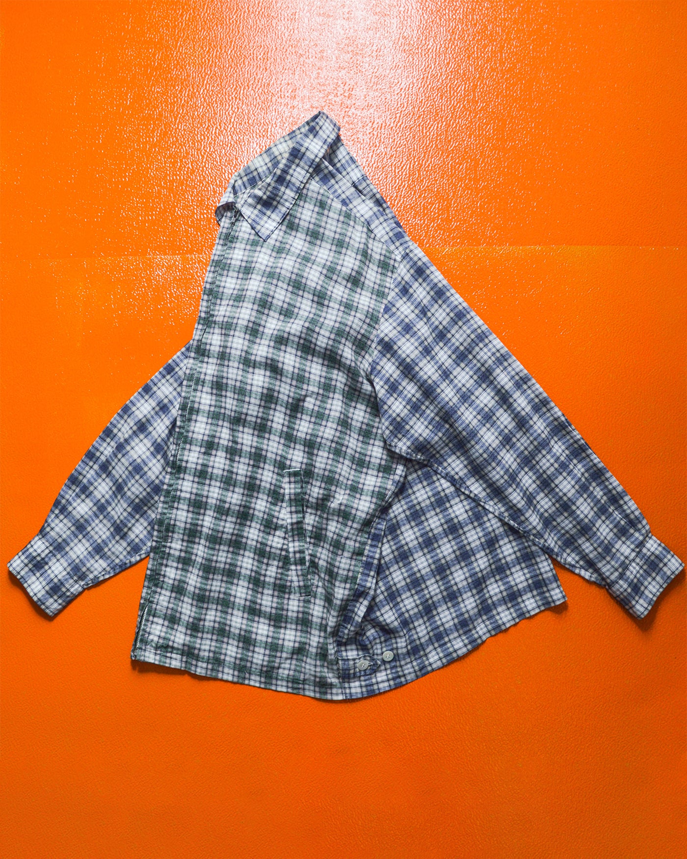 Dual Plaid Contrast Front Lightweight Zip Up (~L~)