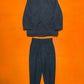 80s Double Breasted Navy Striped Jacket + Trousers Suit (S~M)