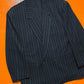 80s Double Breasted Navy Striped Jacket + Trousers Suit (S~M)