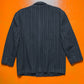 80s Double Breasted Navy Striped Jacket + Trousers Suit (S~M)